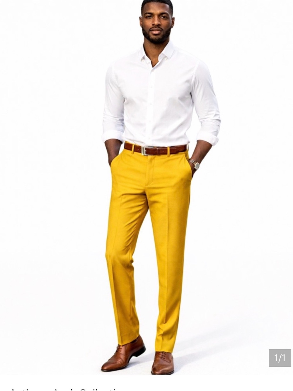Men's Mustard Dress Pants - Classic Tailored Fit